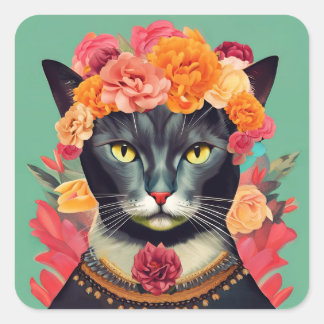 Frida the Cat Square Sticker