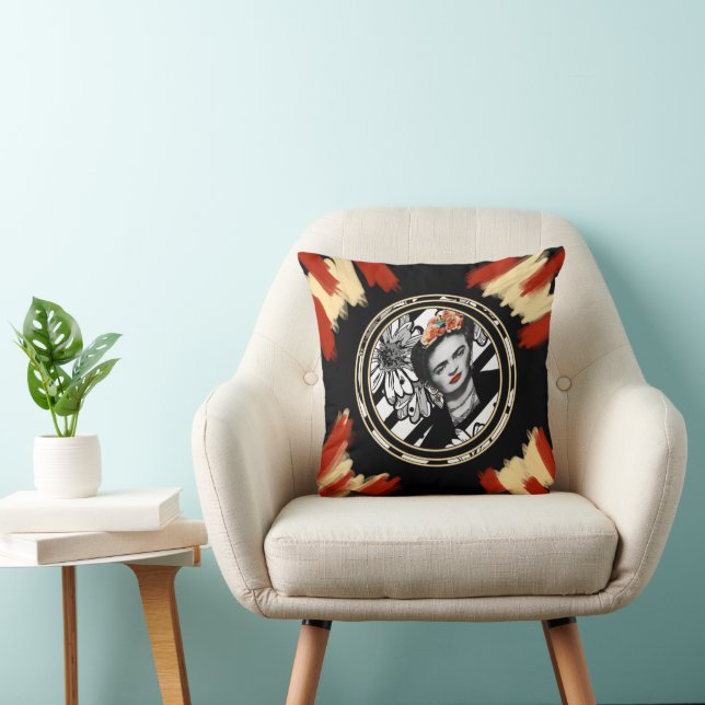 Frida Wash colors Throw Pillow (Chair)