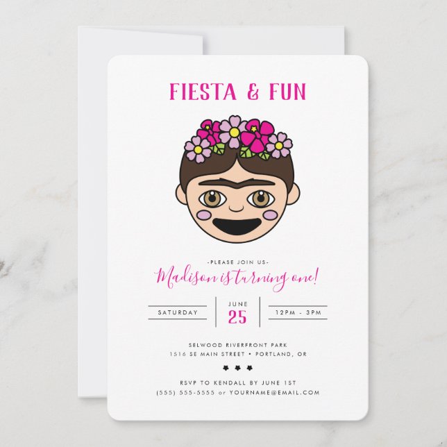FridaMoji Fiesta & Fun Birthday Invitation (Front)