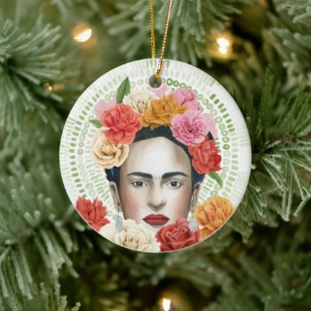 Frida's Flowers Collection Ceramic Ornament by worldartgroup at Zazzle