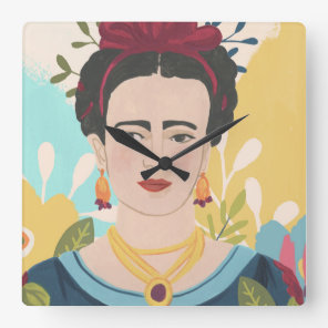 Frida's Garden Collection Square Wall Clock