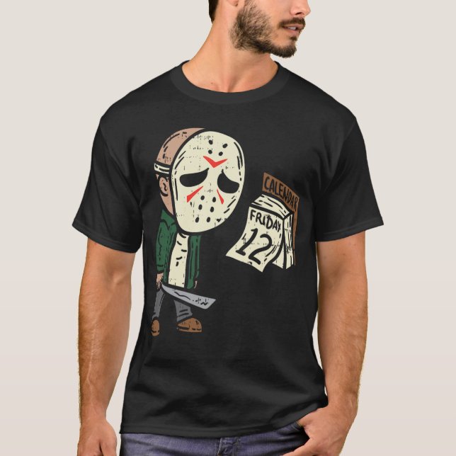 Friday 12th Funny Halloween Horror Movie Humor T-Shirt (Front)