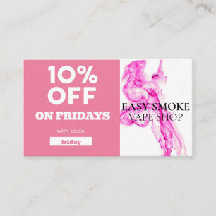 Friday Discount Code Special Vape Shop Business Card