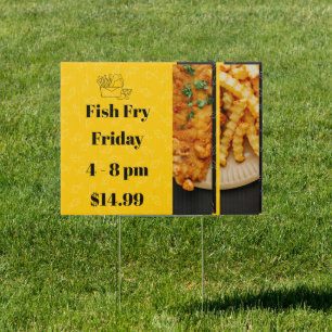 Friday Fish Fry  – Fried Fish & Chips Design Yard Sign
