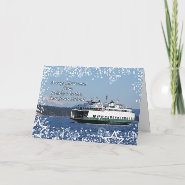 Friday Harbor Ferry Christmas Happy Holidays Holiday Card (Front)