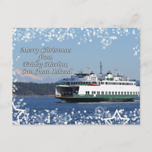 Friday Harbor Ferry Christmas Happy Holidays Holiday Postcard (Front)