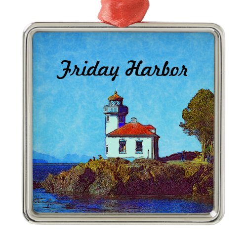 Friday Harbor Lime Kiln Lighthouse Framed Ornament