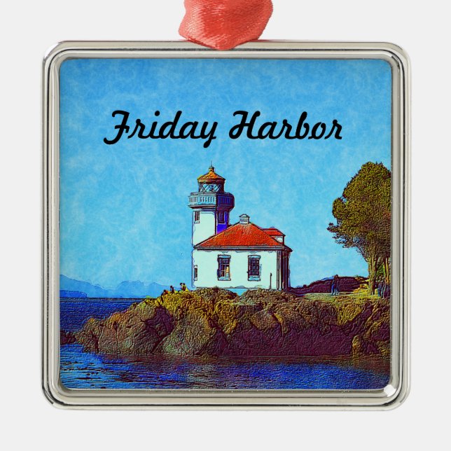 Friday Harbor Lime Kiln Lighthouse Framed Ornament (Front)