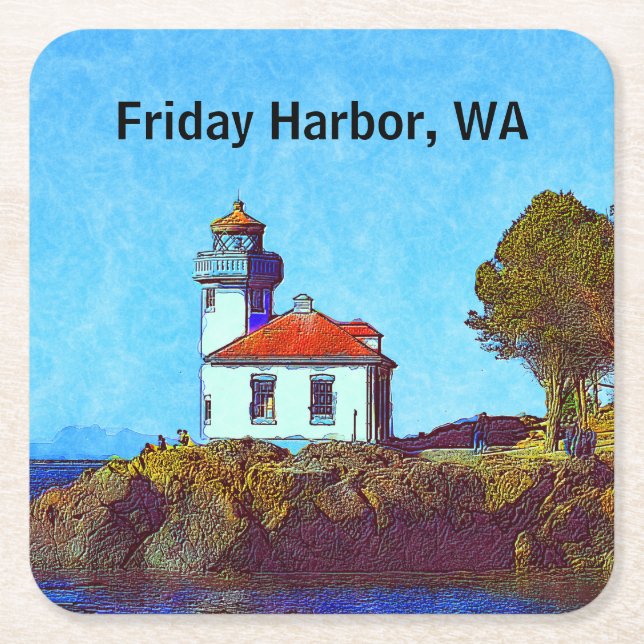 Friday Harbor Lime Kiln Lighthouse Paper Coaster (Front)