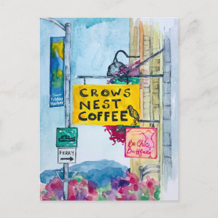 Friday Harbor Washington Coffee Business Signs Postcard