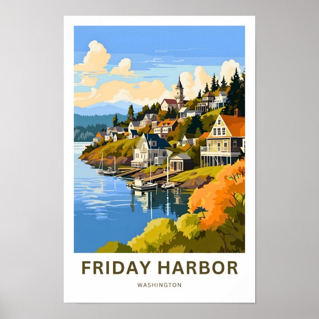 Friday Harbor Washington Travel Print (Front)