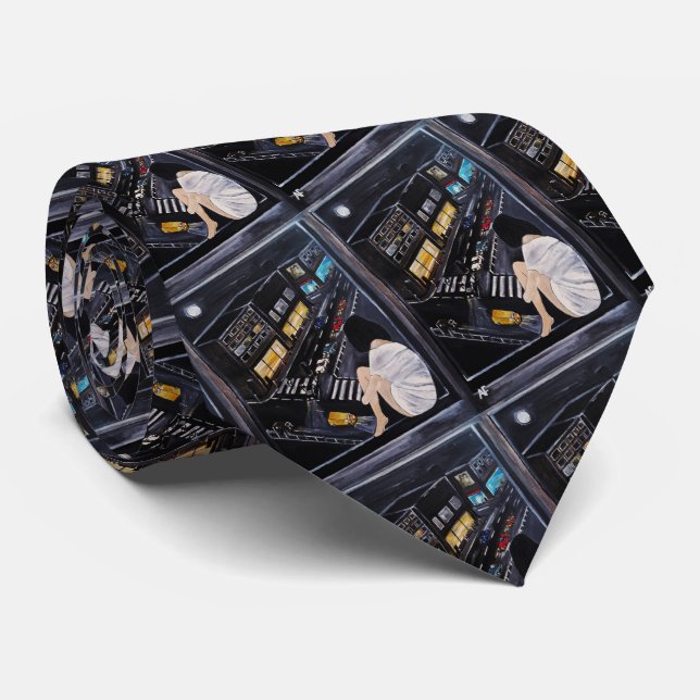 Friday Night Painting by Alfred Fox Neck Tie (Rolled)