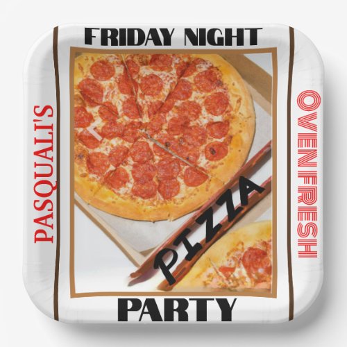 Friday Night Pizza Toppings Party NAME Paper Plates