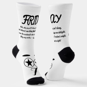 Friday Poem Socks - Trendy, Funny, White&Black