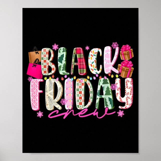 Friday Shopng Crew Christmas Lights Black Shopng F Poster (Front)