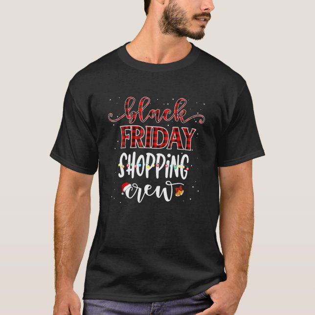Friday Shopping Crew Christmas Lights Black Shoppi T-Shirt (Front)