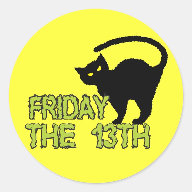 Friday The 13th Black Cat Classic Round Sticker (Front)