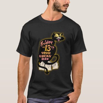 Friday The 13th Black Cat T-shirt by Vintage_Halloween at Zazzle