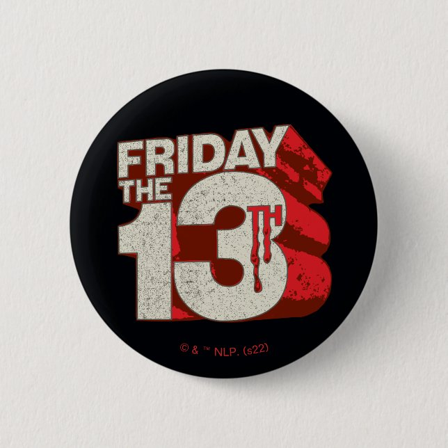 Friday the 13th | Bleeding Stacked 3D Logo Button (Front)