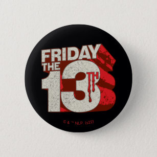 Friday the 13th   Bleeding Stacked 3D Logo Button