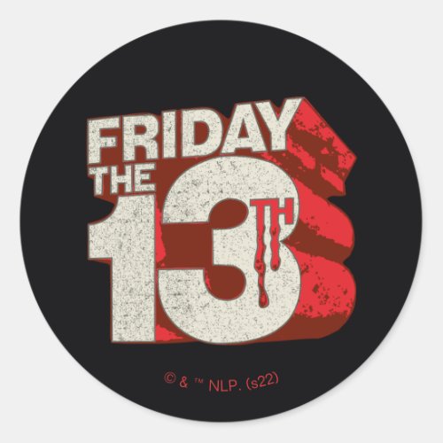 Friday the 13th  Bleeding Stacked 3D Logo Classic Round Sticker