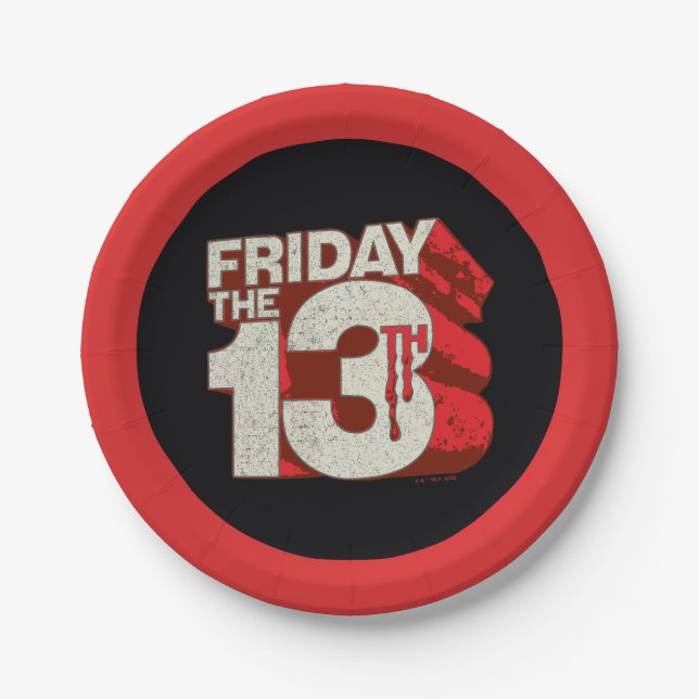 Friday the 13th | Bleeding Stacked 3D Logo Paper Plates (Front)