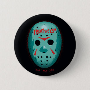 Friday the 13th Blue Hockey Mask Graphic Button