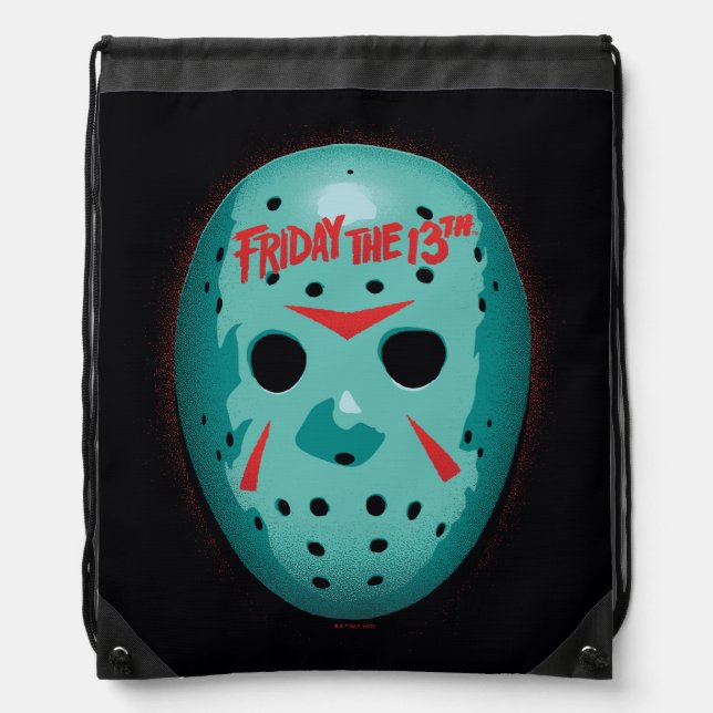 Friday the 13th | Blue Hockey Mask Graphic Drawstring Bag (Front)