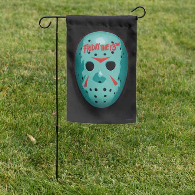 Friday the 13th | Blue Hockey Mask Graphic Garden Flag (In SItu)