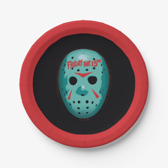 Friday the 13th | Blue Hockey Mask Graphic Paper Plates (Front)