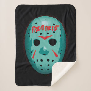 Friday the 13th Blue Hockey Mask Graphic Sherpa Blanket