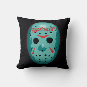 Friday the 13th   Blue Hockey Mask Graphic Throw Pillow