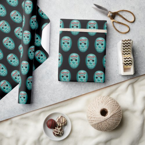Friday the 13th  Blue Hockey Mask Graphic Wrapping Paper