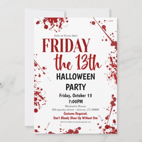Friday The 13th Halloween Party Invitation