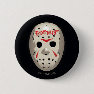 Friday the 13th Hockey Mask Graphic Button
