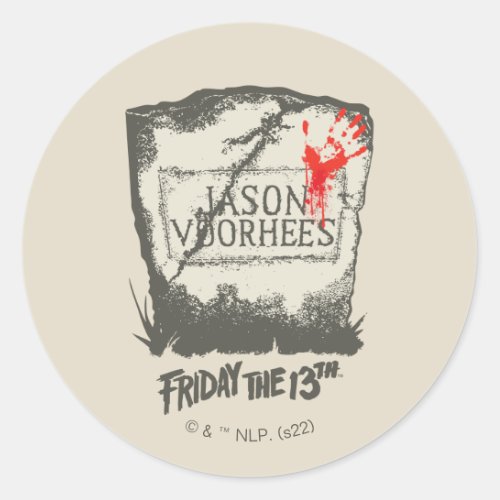 Friday the 13th  Jason Voorhees Headstone Classic Round Sticker