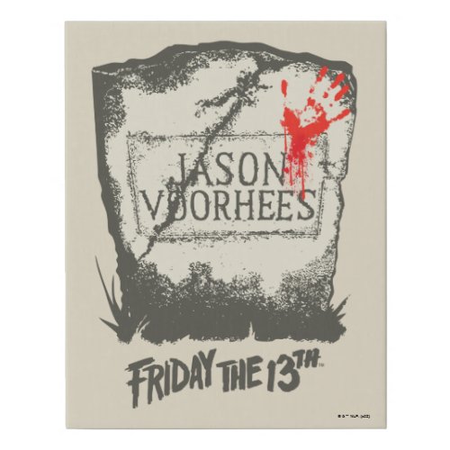 Friday the 13th  Jason Voorhees Headstone Faux Canvas Print