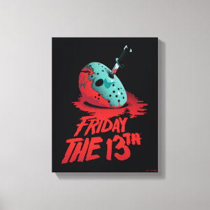 Friday the 13th Knife Through Blue Hockey Mask Canvas Print