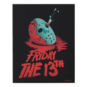 Friday the 13th Knife Through Blue Hockey Mask Faux Canvas Print