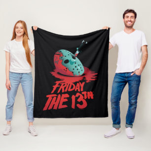 Friday the 13th Knife Through Blue Hockey Mask Fleece Blanket