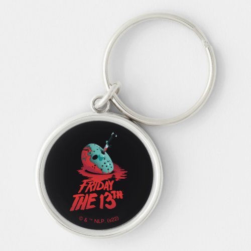 Friday the 13th  Knife Through Blue Hockey Mask Keychain