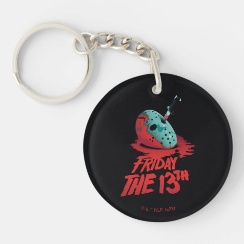 Friday the 13th  Knife Through Blue Hockey Mask Keychain