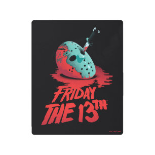 Friday the 13th Knife Through Blue Hockey Mask Metal Print