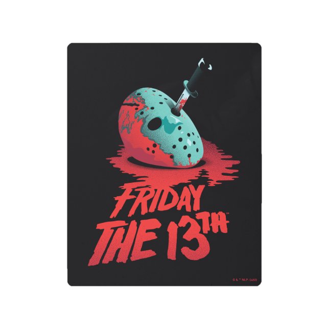 Friday the 13th | Knife Through Blue Hockey Mask Metal Print (Front)