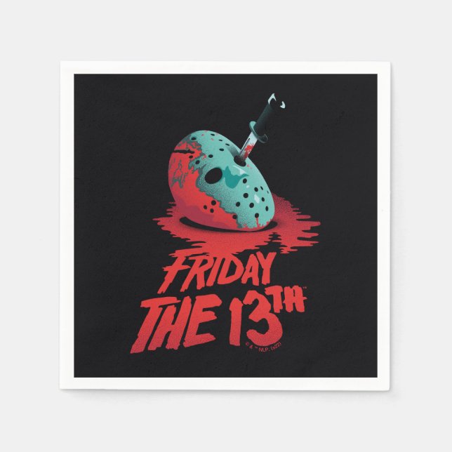 Friday the 13th | Knife Through Blue Hockey Mask Napkins (Front)