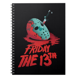 Friday the 13th   Knife Through Blue Hockey Mask Notebook