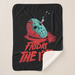 Friday the 13th Knife Through Blue Hockey Mask Sherpa Blanket