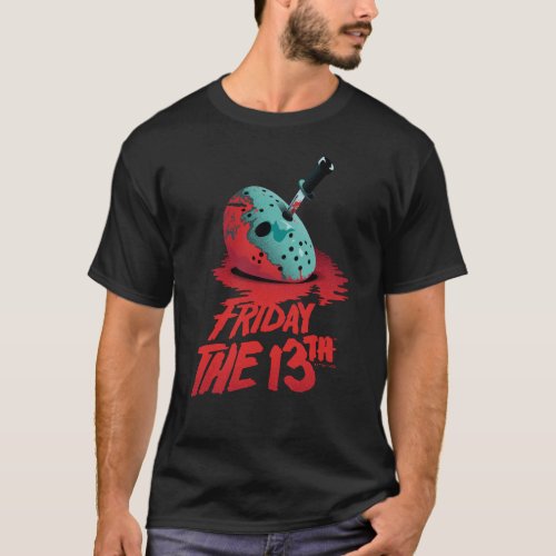 Friday the 13th  Knife Through Blue Hockey Mask T_Shirt