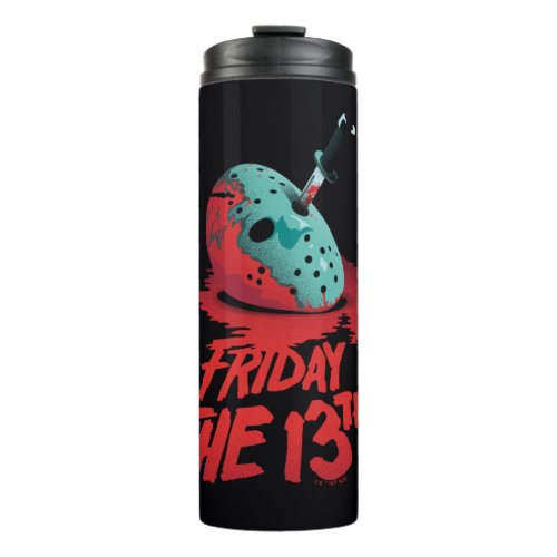 Friday the 13th  Knife Through Blue Hockey Mask Thermal Tumbler