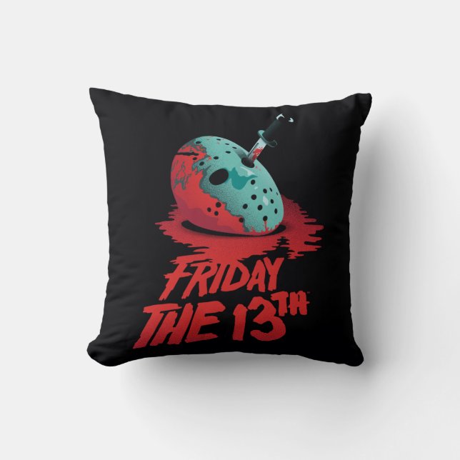 Friday the 13th | Knife Through Blue Hockey Mask Throw Pillow (Front)
